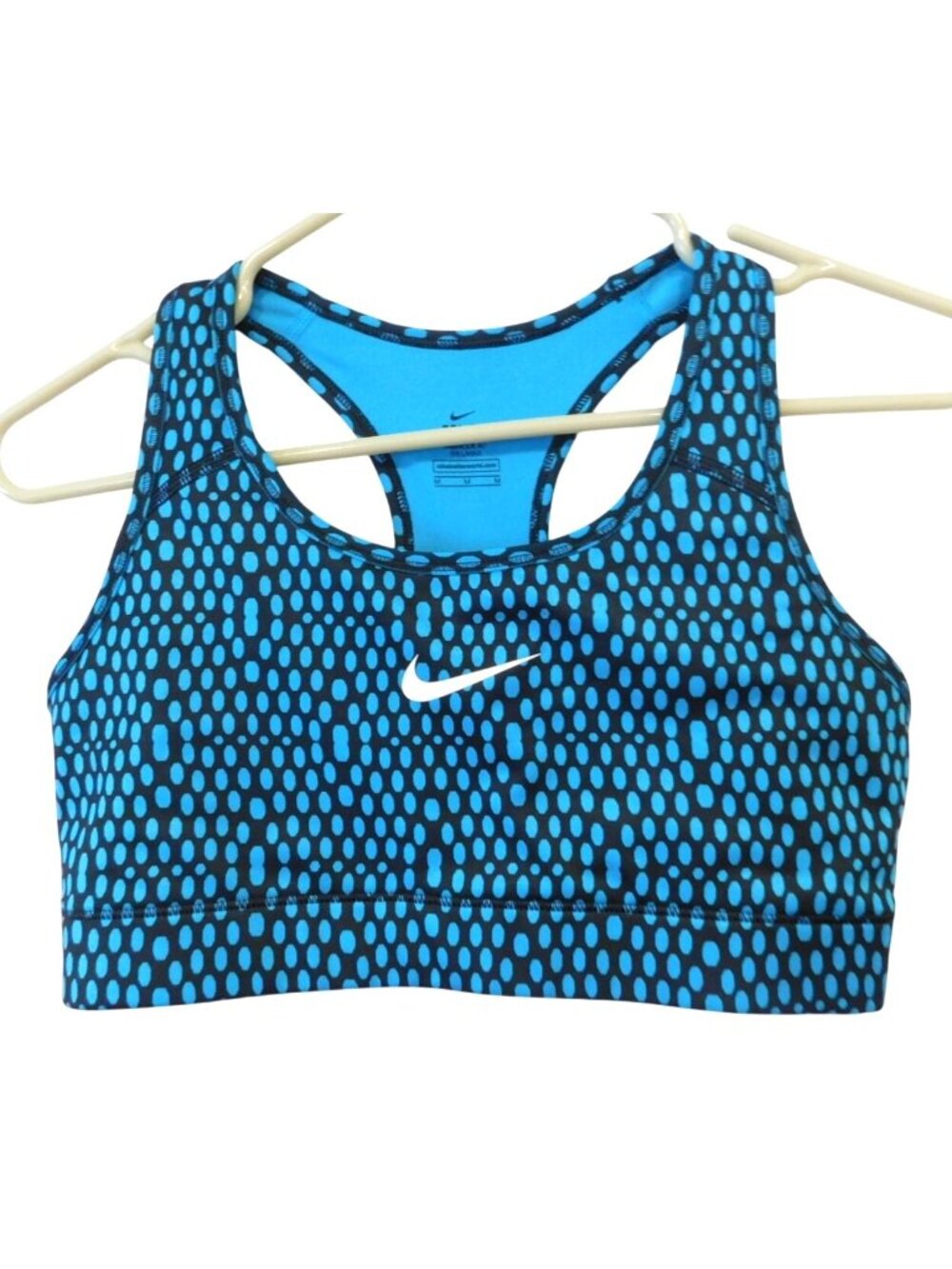 Nike Dri Fit Sports Bra Blue Polka Dot Racerback Athletic Gym Sz M